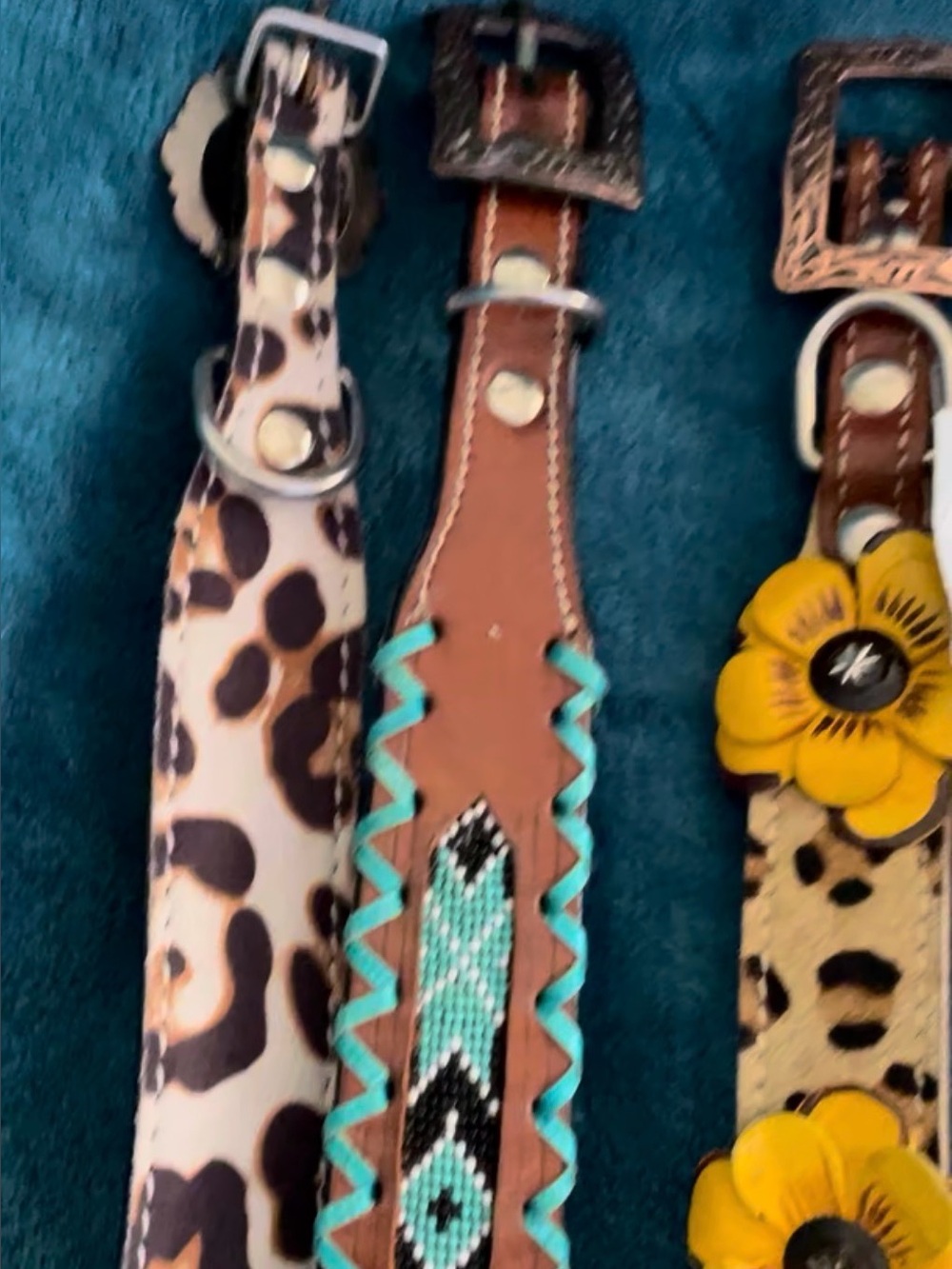 Dog collar leather 3 bundle BLING STUDDED